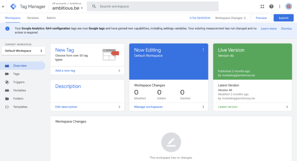 Google Tag Manager interface