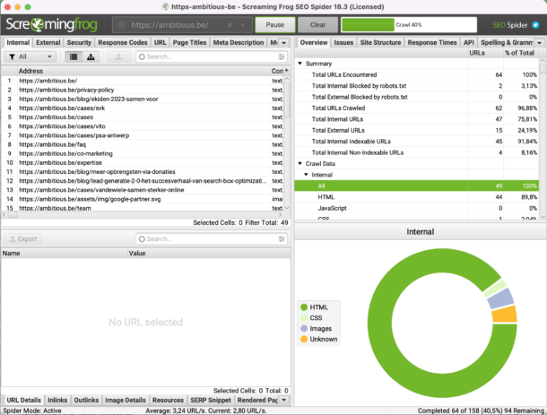 Screamingfrog interface
