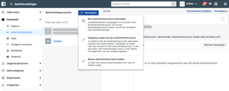 facebook bedrijfsmanager advertentieaccount