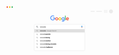 voorbeeld van voorgestelde keywords in google