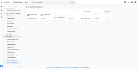 Google search console in Google Analytics