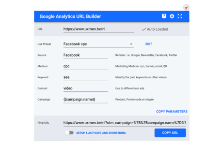 google analytics url builder extensie