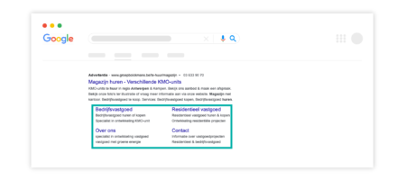 sitelink extenties in google