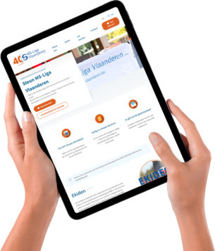 Website van MS-Liga op een ipad