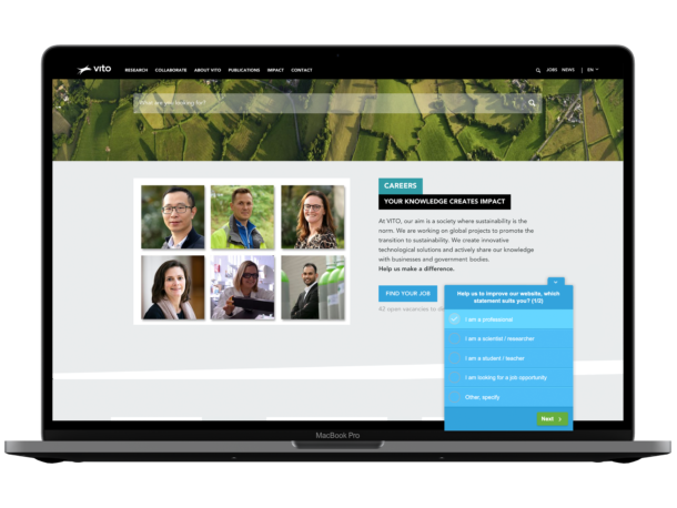 voorbeeld van een toptakenonderzoek op de website