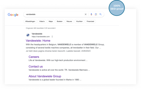 Vandewiele in Google zoekresultaten