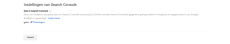 Instellingen van search console