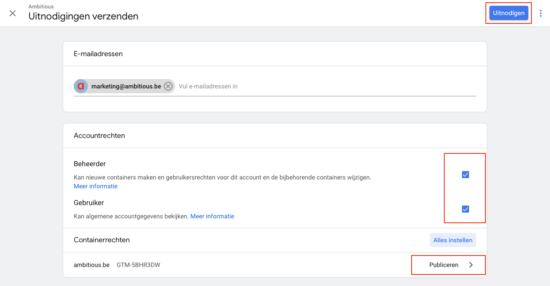 GTM gebruikersrollen